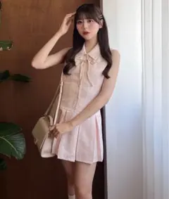 OLIVE des OLIVE ノースリーブシャツミニワンピース ピンク