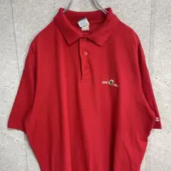チャンピオン　90s USA製 カレッジ刺繍　レッド　ポロシャツ　半袖 2XL