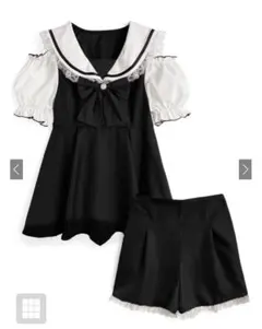 ブラック GRL セットアップ レディース 地雷系 量産型 半袖