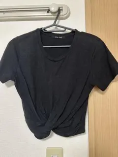 one way フロントツイスト 半袖Tシャツ ブラックのサムネイル