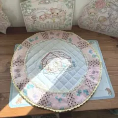 刺繍　キルティングマット　パッチワーク　タペストリー　かごカバー　レトロアニマル