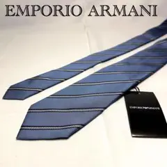 新品タグ付☆エンポリオアルマーニ☆ネクタイ☆ブルー☆青系☆ストライプ☆754