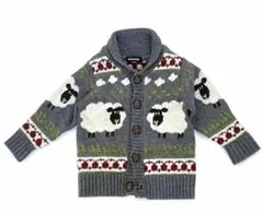 kladskap★毛50％混★ニットジャケット★羊★グレー★ss(80~90)