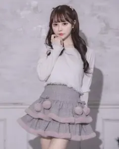 pium ファー付きティアードミニスカート