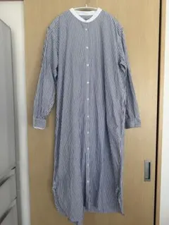 MUJIストライプ XL 長袖 ロングシャツワンピース
