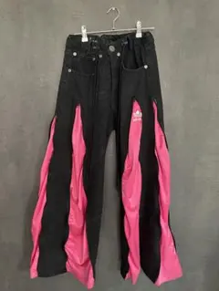 一点物！4ジッパーデニム ワイドパンツAdidasリメイク古着101315