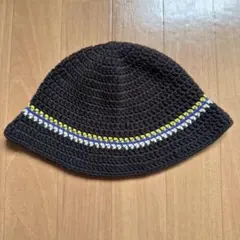 Kirime 手編み クラッシャーハット クロシェハット ブラック ニット帽