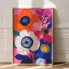 アートポスター 鮮やかなフローラル キャンバスアート ウォールアート