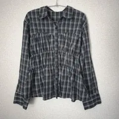 【新品】GRL グレイル タータンチェック柄シャーリングシャツ ブラウス