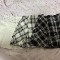 インパン裏地付きツイードチェックミニスカート