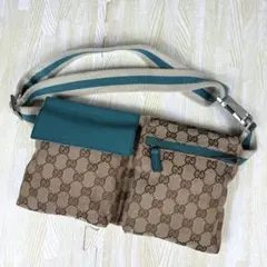 Gucci グッチ ボディバッグ GG 斜め掛け◎ シェリーライン ブルー系
