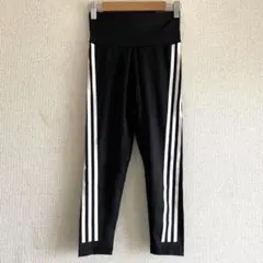 【新品】 adidasフィットネスパンツ ブラック ストライプ レギンス L
