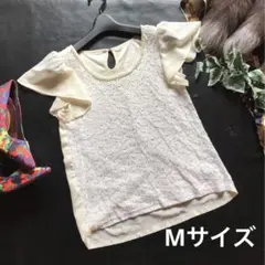 ♡INGNI♡パールビーズ付き前後異素材♡花柄レースつきカットソー♡