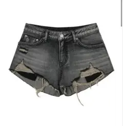 BOHEMSEO DESTROYED GRAY DENIM SHORTS