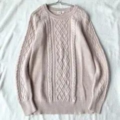 【ギャップ】ニット ケーブル編み 綿100% クルーネック 長袖 シンプル M