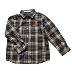 美品 タルティーヌエショコラ 長袖シャツ チェック グレーとベージュ 120