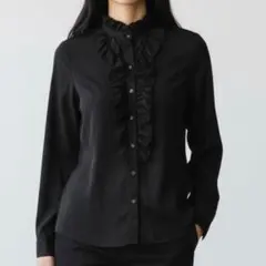 SUNVITALIA ブラック フリルシャツ 15R 黒　大きめ