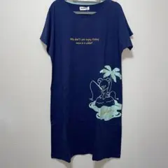 新品　サンリオ　リラックマ パジャマ ワンピース　ネイビー 半袖　Lのサムネイル
