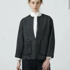 【Ballsey】ワッフルツイード ノーカラージャケット　ブラック　36