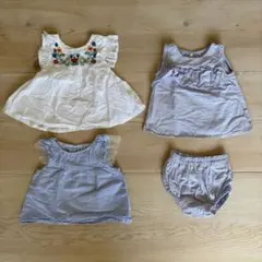 70cm ベビー用トップス3点＋ブルマ1点のセット