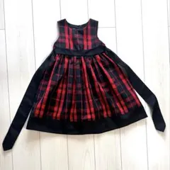 赤×黒　チェック柄ワンピース