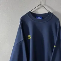 あ*様 希少 90s UMBRO ワンポイント 刺繍 袖ロゴ スウェット NAV