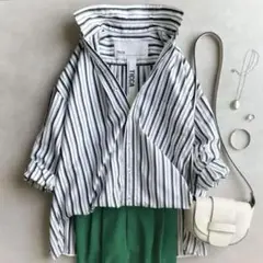 美品▲TICCA ティッカ/スクエアビッグシャツ▲コットン ゆったり ストライプ