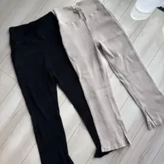 Pearls マタニティリブパンツ　ブラック　ライトベージュ2本セット