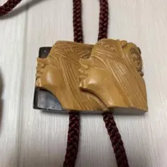 レア品　ループタイ　アイヌ木彫り　木製　工芸品　北海道　昭和レトロ