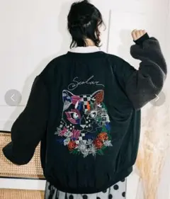 スカラー scolar ボア切替ネコ刺繍ブルゾン