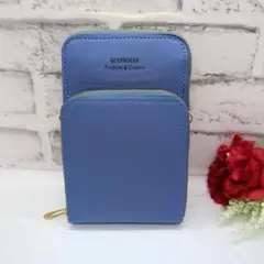 【新品】収納大 多機能 ショルダーバッグ スマホポシェット 青 1 スマホポーチ