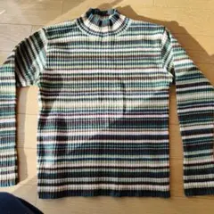 ストライプ タートルネックセーター
