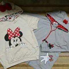 ディズニー ミニーちゃん パーカー プルオーバー ミニーマウス グレー ベージュ