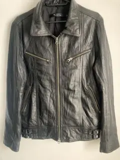 【中古】レザージャケット 羊革 黒