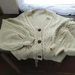 レディース ケーブル編み カーディガン Freeサイズ