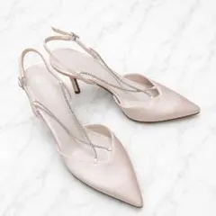 CHARLES&KEITH ラインストーンスリングバックミュール 38 未使用級のサムネイル