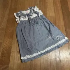 メゾピアノ チュールリボンデニム調ワンピース110