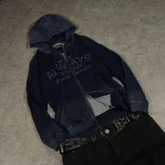 00s【NICOLE】Zip up hoodie/Y2K/短丈/お兄系/デニムL