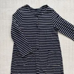 ベルメゾン　長袖マタニティパジャマ ネイビー×ホワイト M〜L