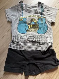 X-LARGE ボクシング ロンパース グレー/ブラック