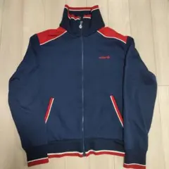 80s 西ドイツ製 アディダス トラックジャケット ジャージ ネイビー レッド