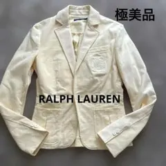 【極美品】ラルフローレン コットン エンブレム テーラードジャケット 白