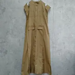 美品　&g’aime アンジェム　肩スリット　ロングワンピース　カーキ