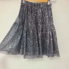 シルバー ラメ プリーツ ミニスカートのサムネイル