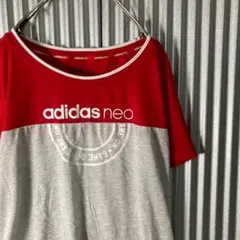 古着 アディダスネオ Tシャツ 半袖 バイカラー フロントプリント 野球