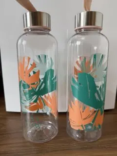葉っぱデザイン プラスチック製水筒 500ml ２個セットのサムネイル