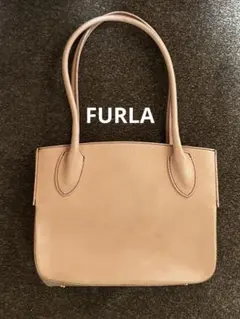 FURLA フルラ レザーハンドバッグ クリームベージュ 底鋲 袋付き