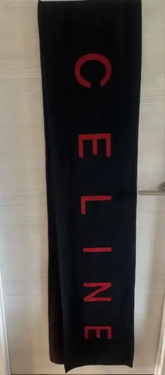 極美品】CELINE セリーヌ ネイビー リブ編みマフラー ロゴ入り - メルカリ