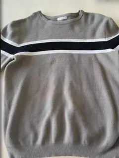 グレー フリース セーター ストライプ