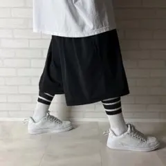 超極太3XL 新品 DOUBLE バギースウェットハーフパンツ 00s ブラック